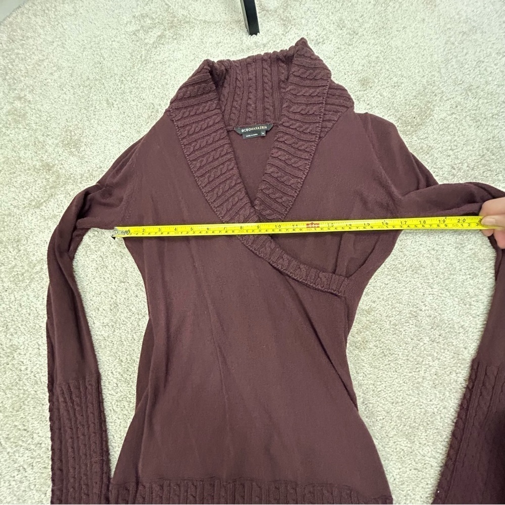 BCBGMAXAZRIA maroon burgundy knit sweater Sz M - Picture 4 of 7